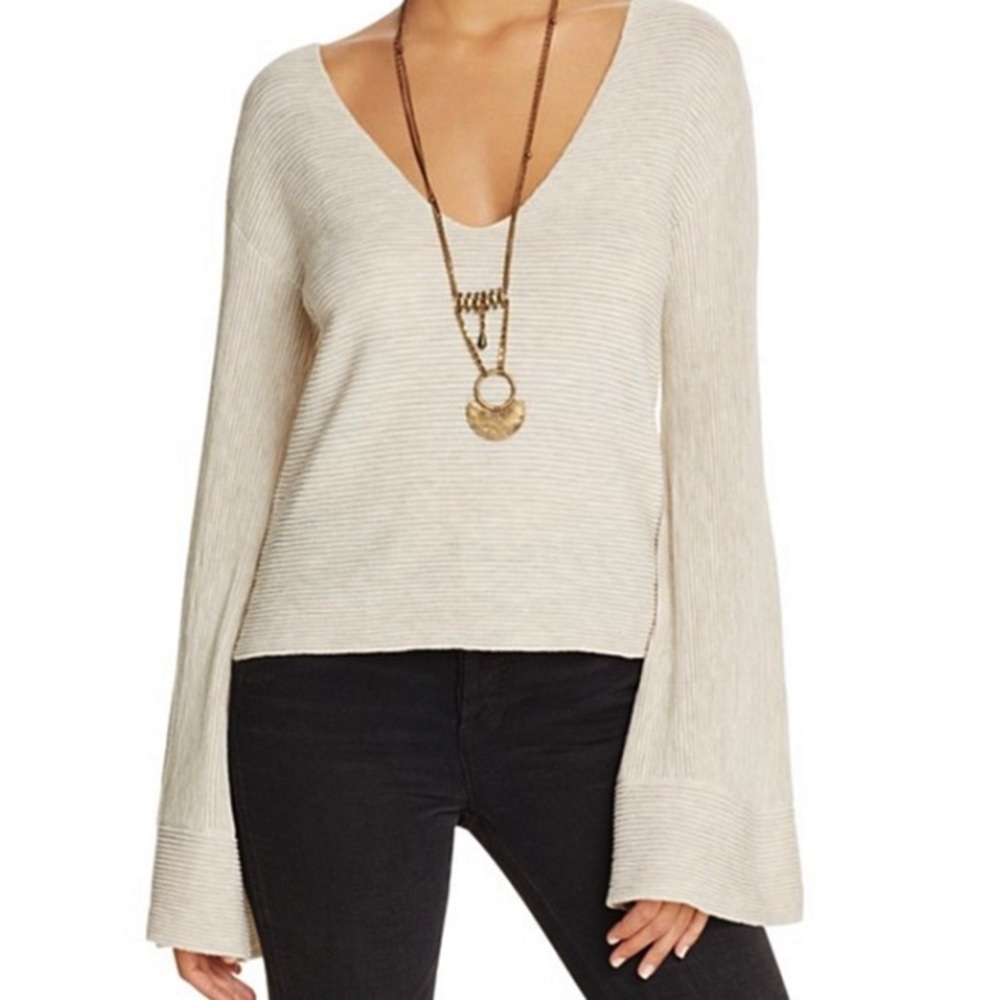 Free People Starman Ribbed Knit Pullover belle sleeves
